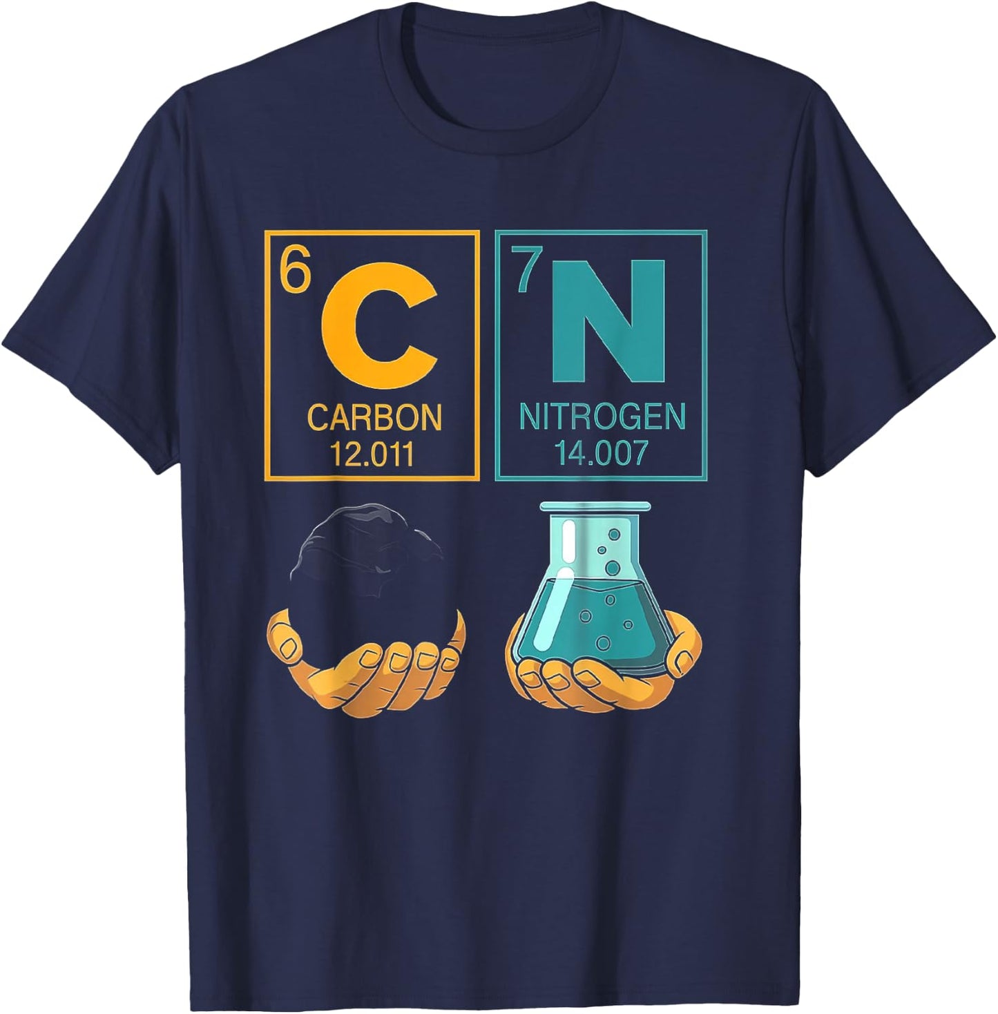 Chemistry Prediotic Table Elements Carbon Nitrogen Lover T-Shirt - T-Shirt | Navy