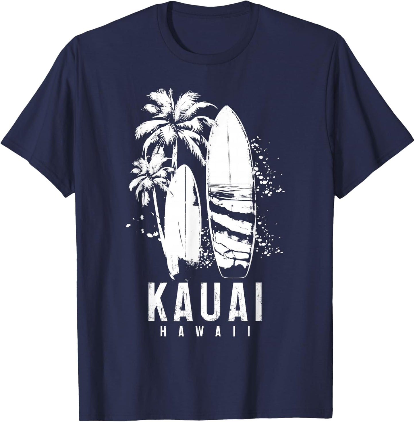 Kauai Hawaii Surf Hawaiian Vintage Surfing Surfer T-Shirt - T-Shirt | Navy
