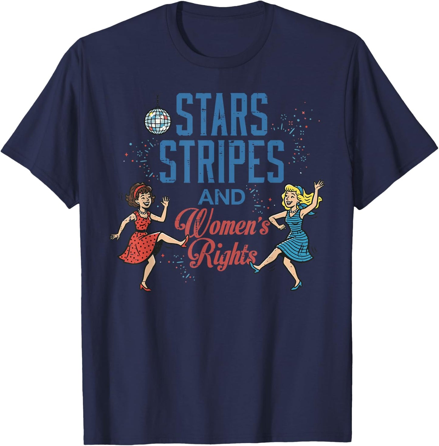 4th of July Stars Stripes Rights Equality Women Men T-Shirt - T-Shirt | Navy