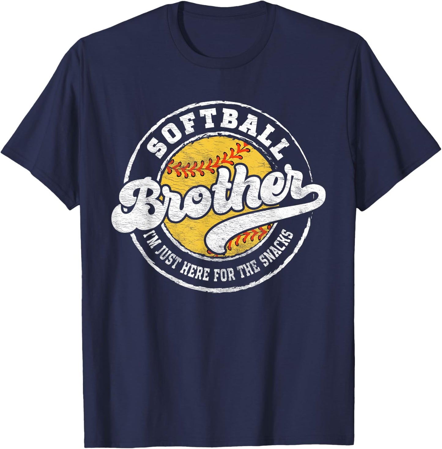 Softball Little Brother Big Matching Bro Family Crazy Proud T-Shirt - T-Shirt | Navy