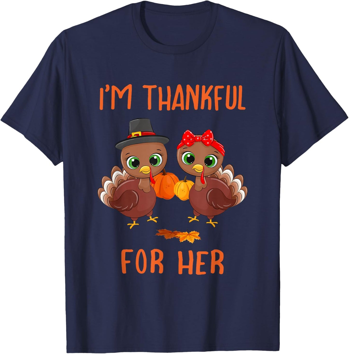 Thankful Funny Matching Him Her Thanksgiving Couple T-Shirt - T-Shirt | Navy