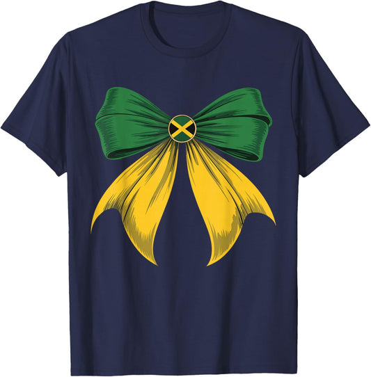 Jamaica Flag Jamaica Pride Coquette Bow Women Girls T-Shirt - T-Shirt | Navy