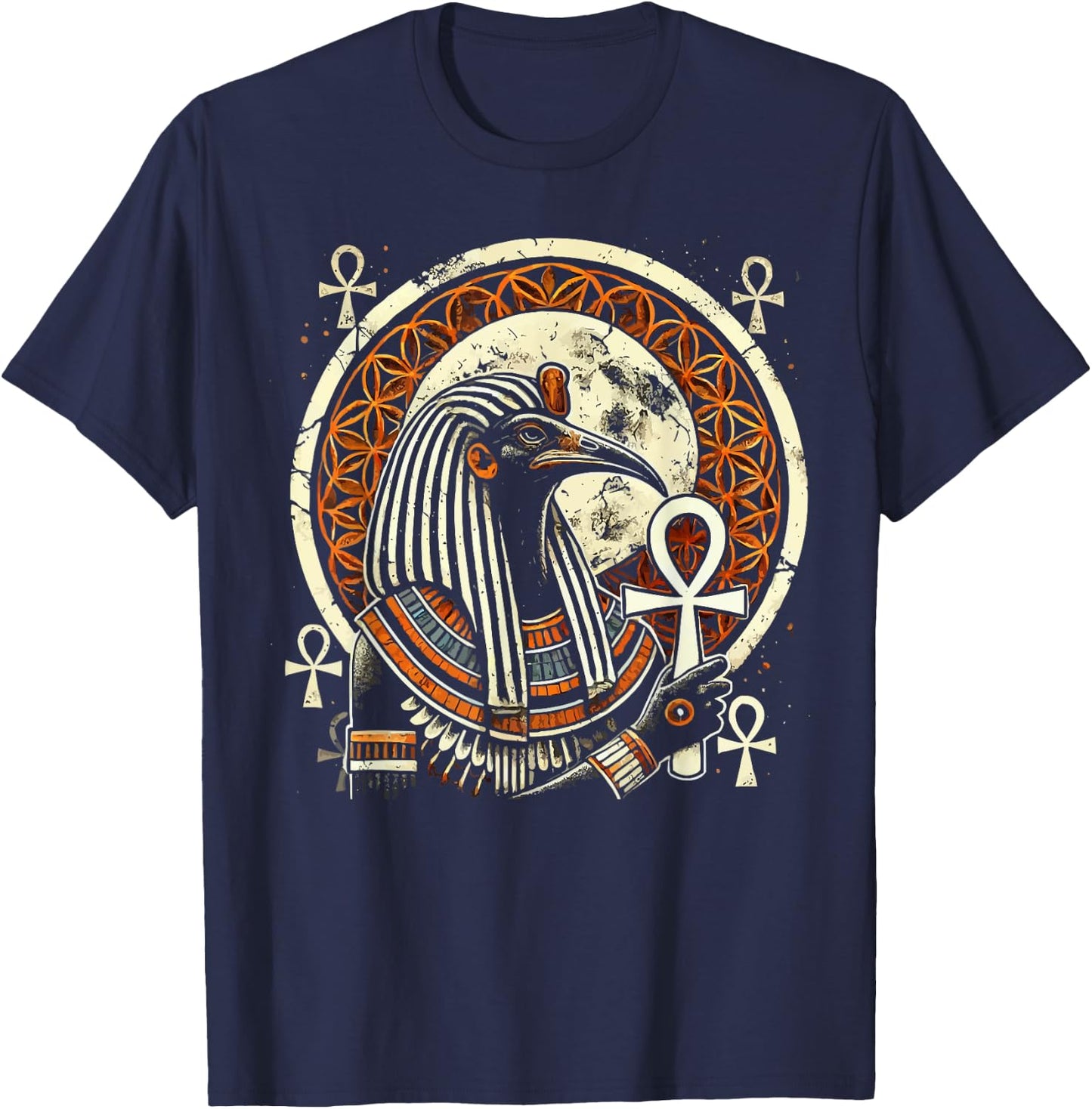 Thoth Egyptian God Egyptian Mythology Pyramid Ancient Egypt T-Shirt - T-Shirt | Navy