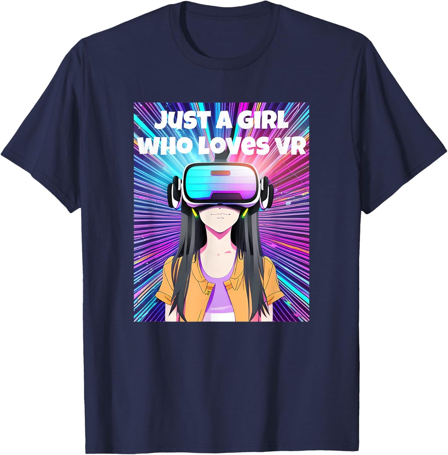 Just a Girl Who Loves VR Virtual Reality Anime Fun T-Shirt - T-Shirt | Navy