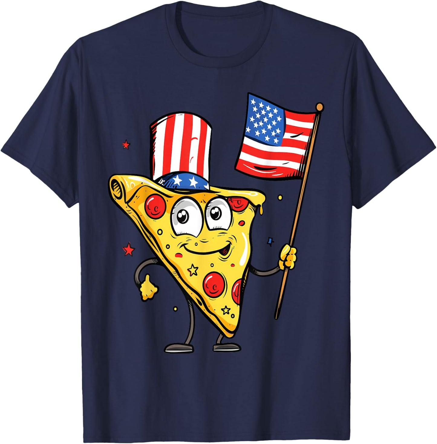 Funny Pizza USA American Flag 4th of July Food Patriotic T-Shirt - T-Shirt | Navy