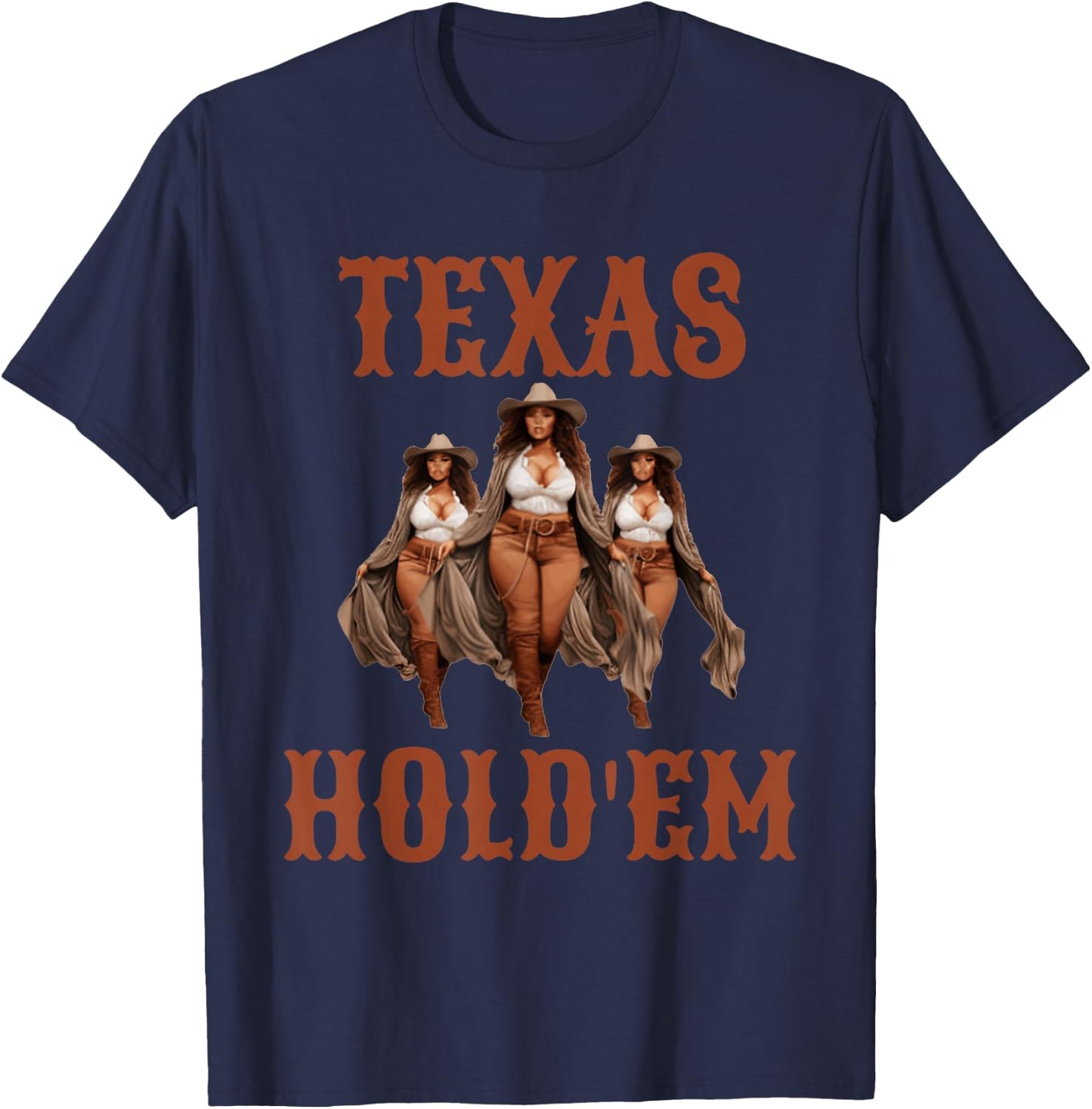 Texas Hold em African American Cowgirl T-Shirt - T-Shirt | Navy