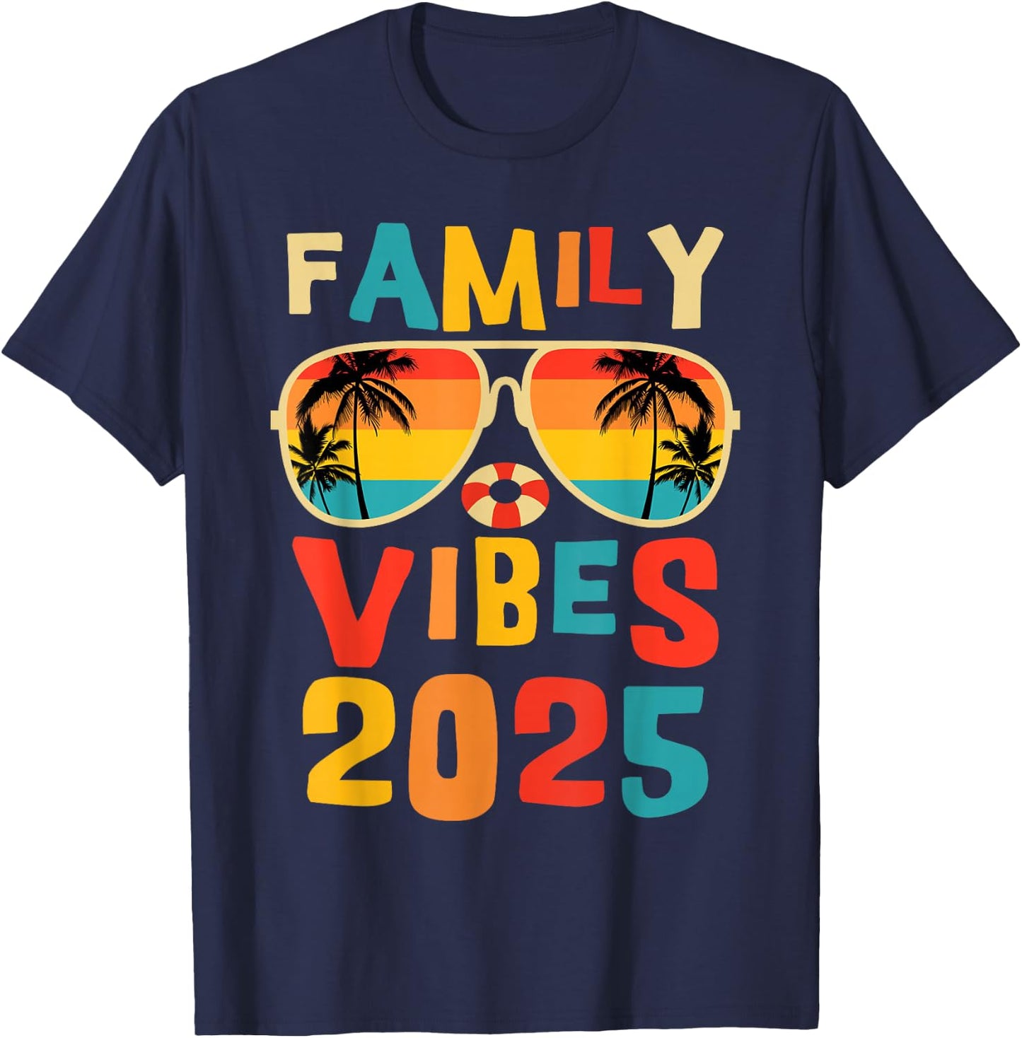 Family 2025 Vibes Family Reunion Vacation Making Memories T-Shirt - T-Shirt | Navy