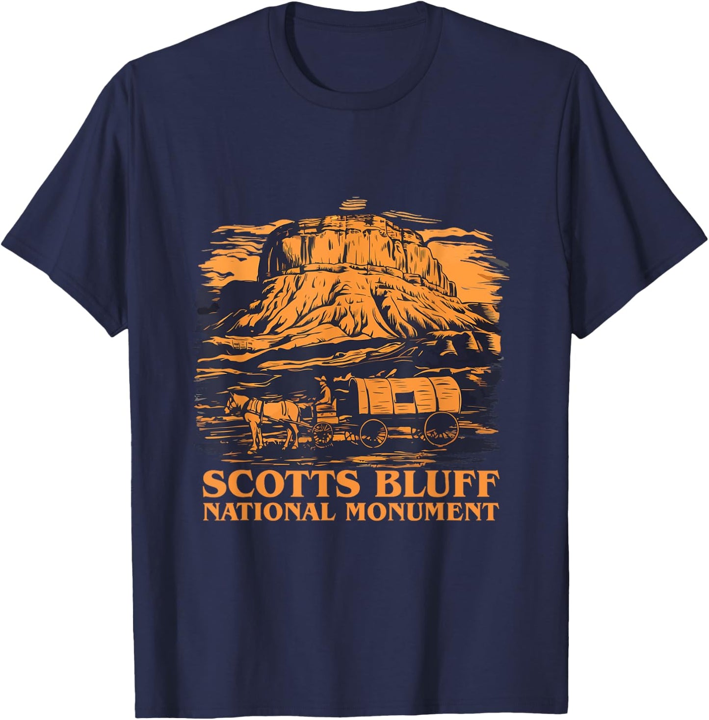 Scotts Bluff National Monument Horse cart Outfit T-Shirt - T-Shirt | Navy