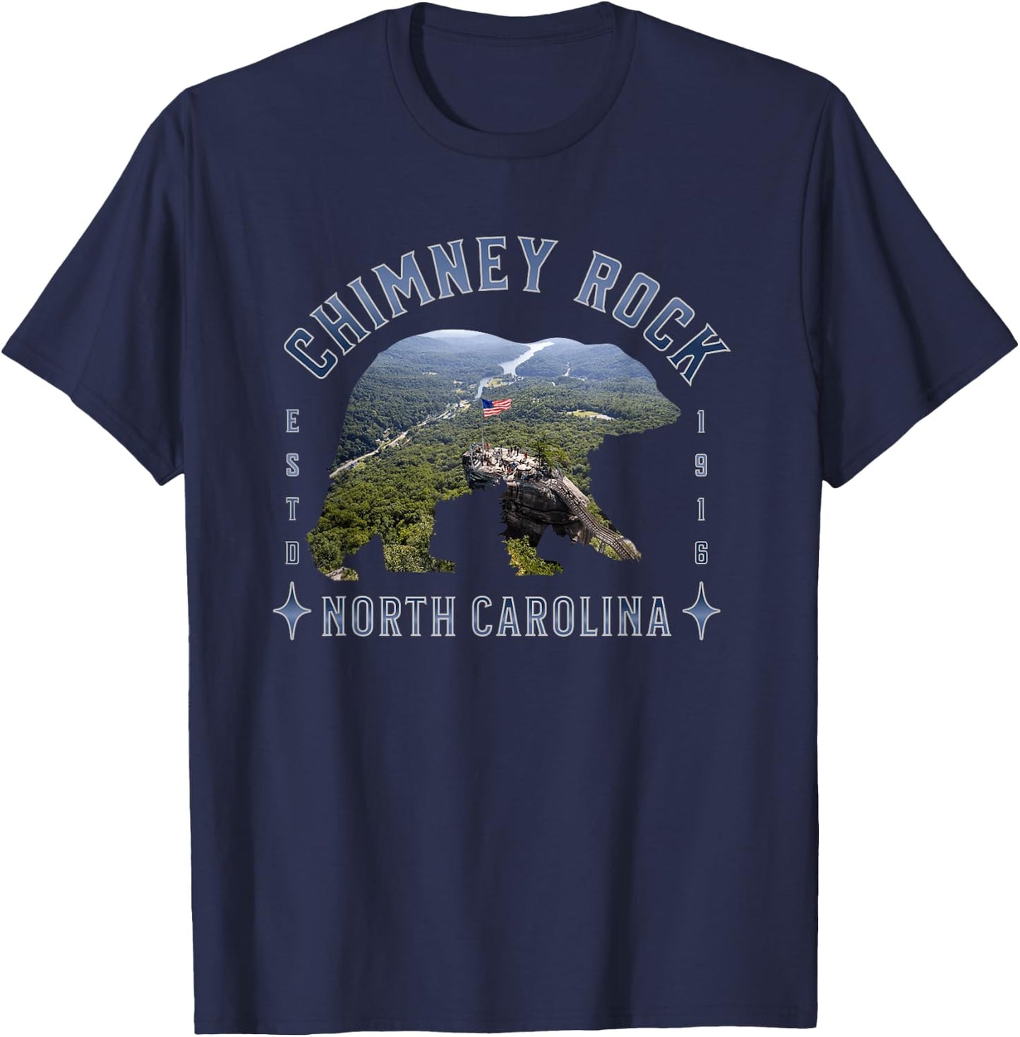 NC Black Bear Chimney Rock State Park Skyline North Carolina T-Shirt - T-Shirt | Navy