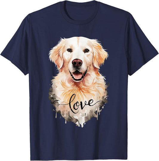 Love White English Cream Golden Retriever Mom Dad Dog Puppy T-Shirt - T-Shirt | Navy
