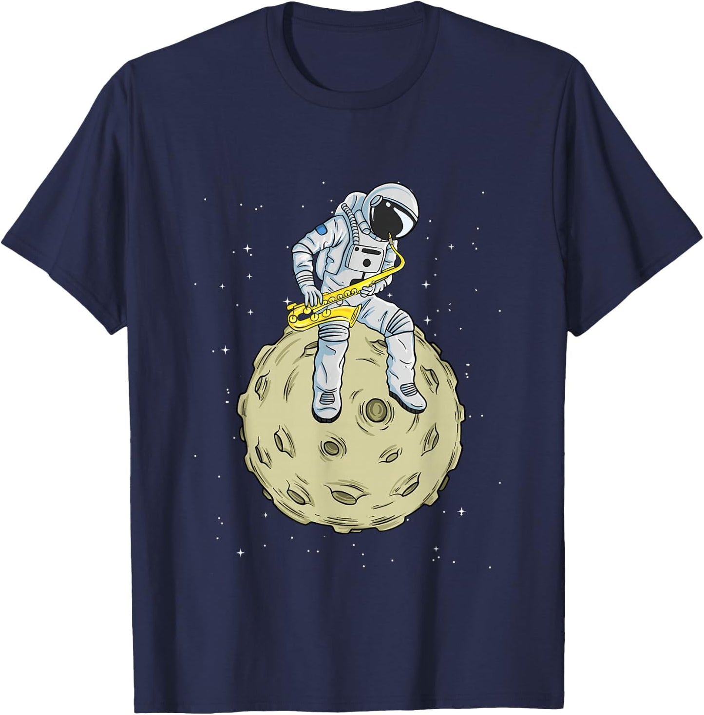 Astronaut Saxophone Player Saxophonist Jazz Brass Music T-Shirt - T-Shirt | Navy