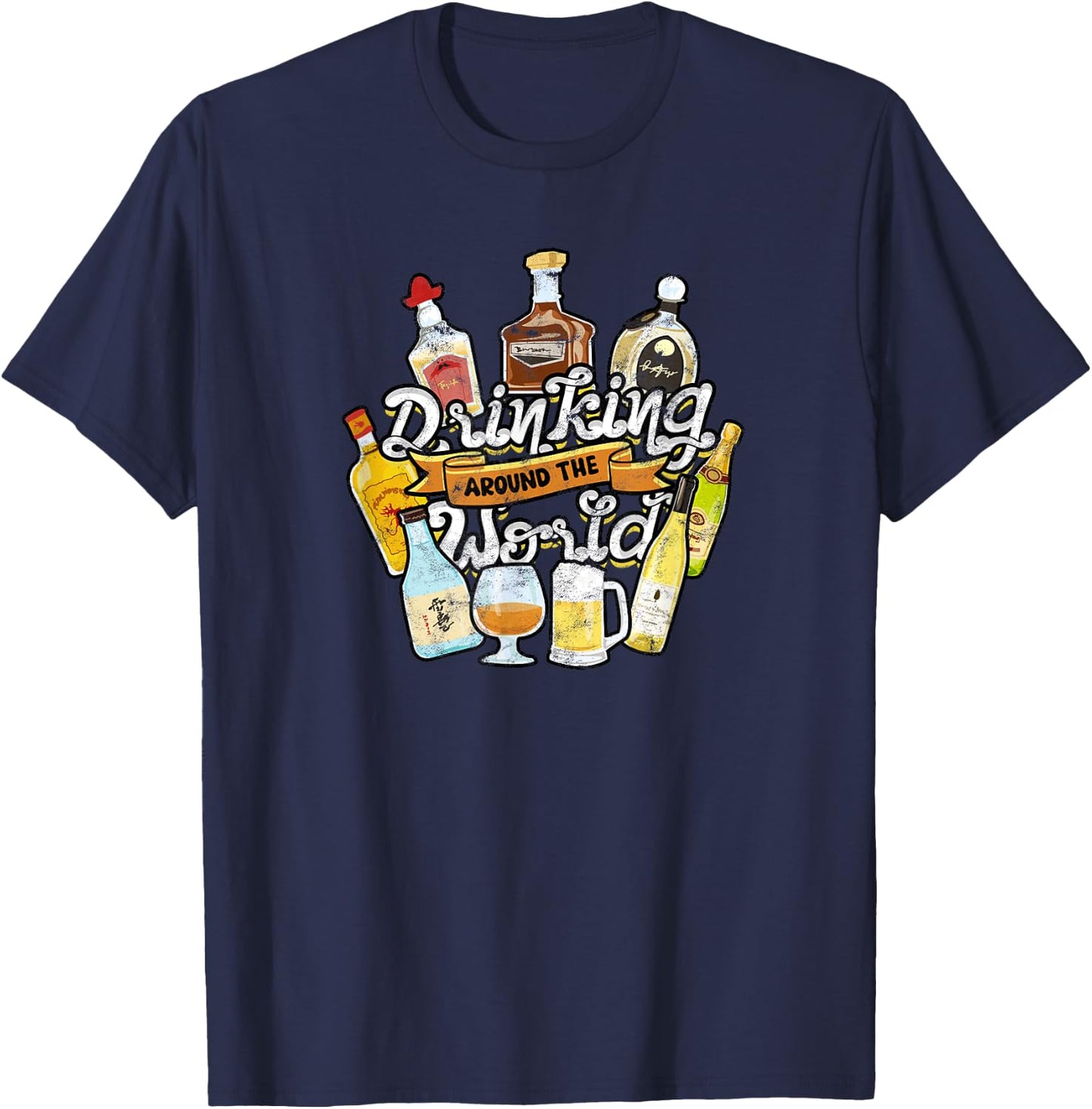 Drinking around the world - Travel T-Shirt - T-Shirt | Navy