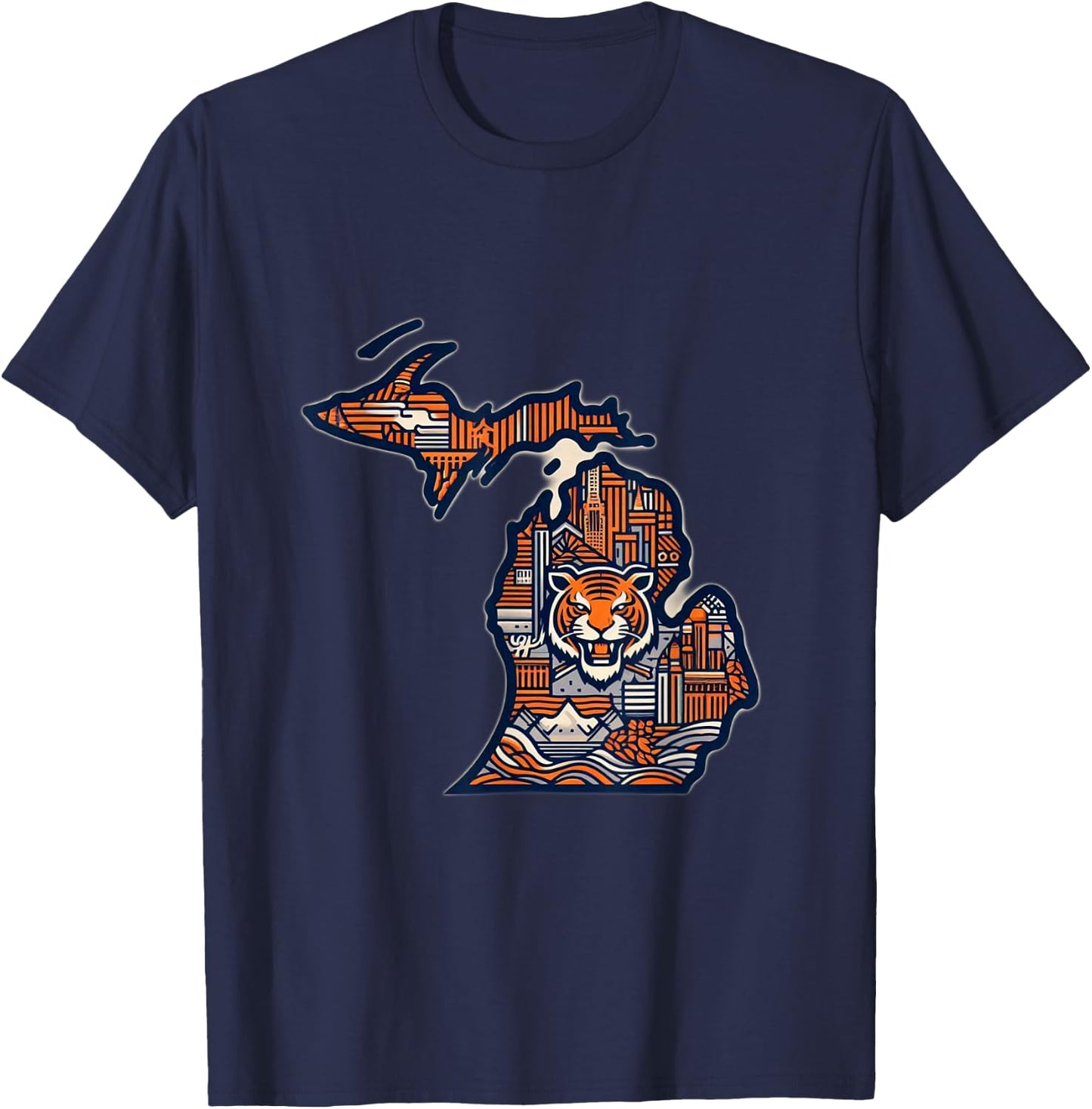 Michigan Vintage Detroit Design T-Shirt - T-Shirt | Navy