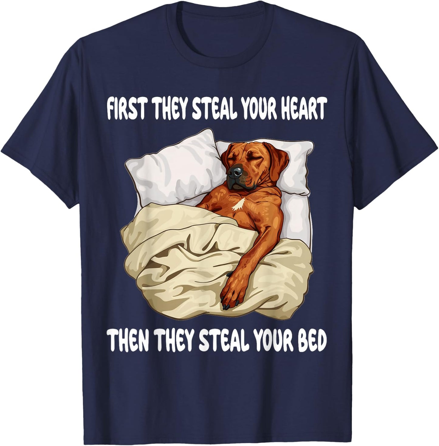 Rhodesian Ridgeback Sleeping Pajamas Nightgown T-Shirt - T-Shirt | Navy