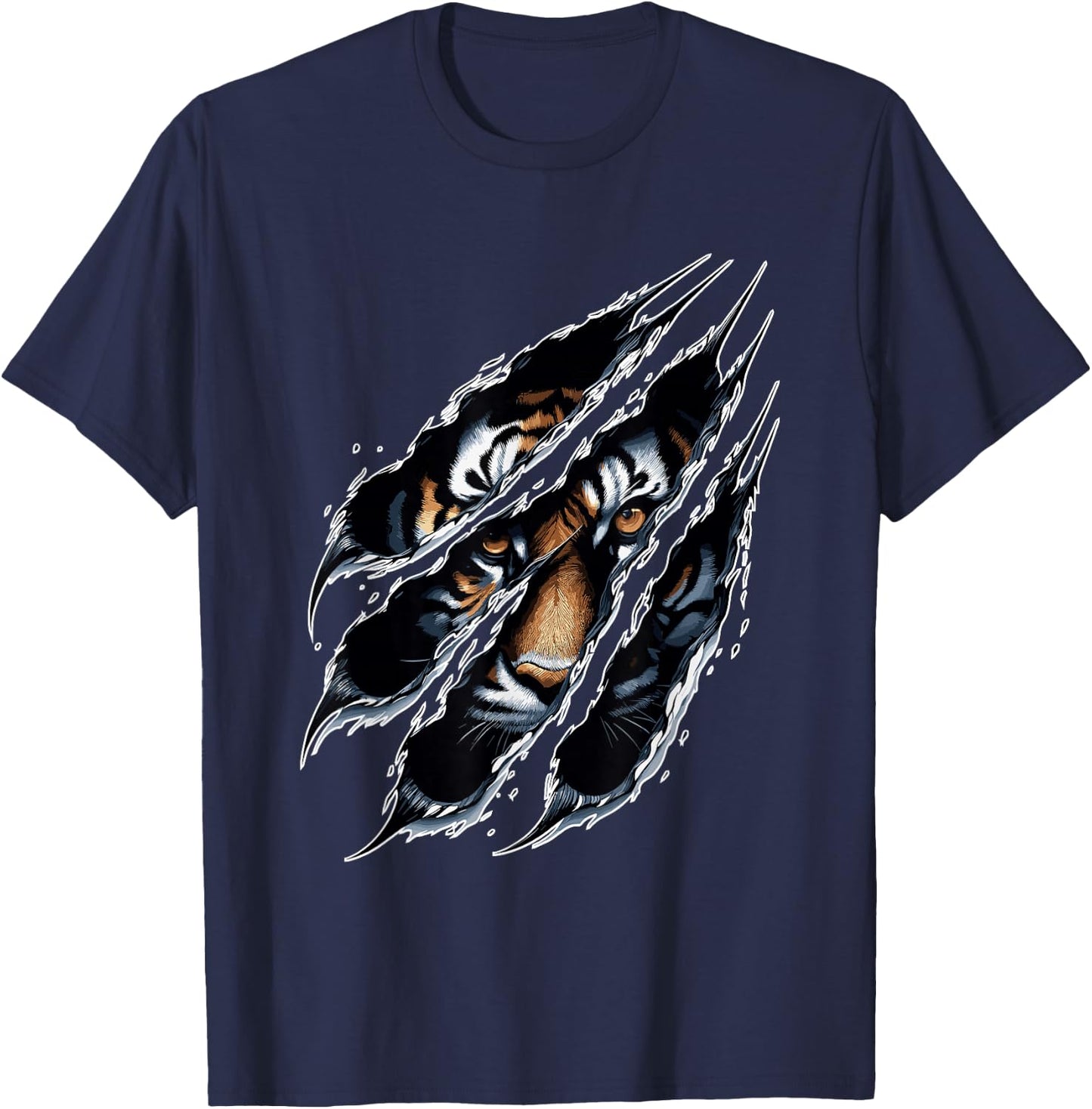 Fierce Tiger Eye Claw Silhouette Wild Cat Tigers T-Shirt - T-Shirt | Navy