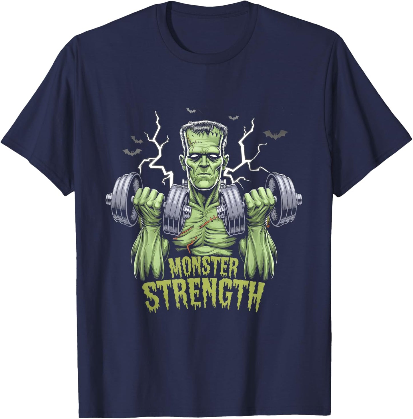 Frankenstein Monster Halloween Gym Workout Strength T-Shirt - T-Shirt | Navy