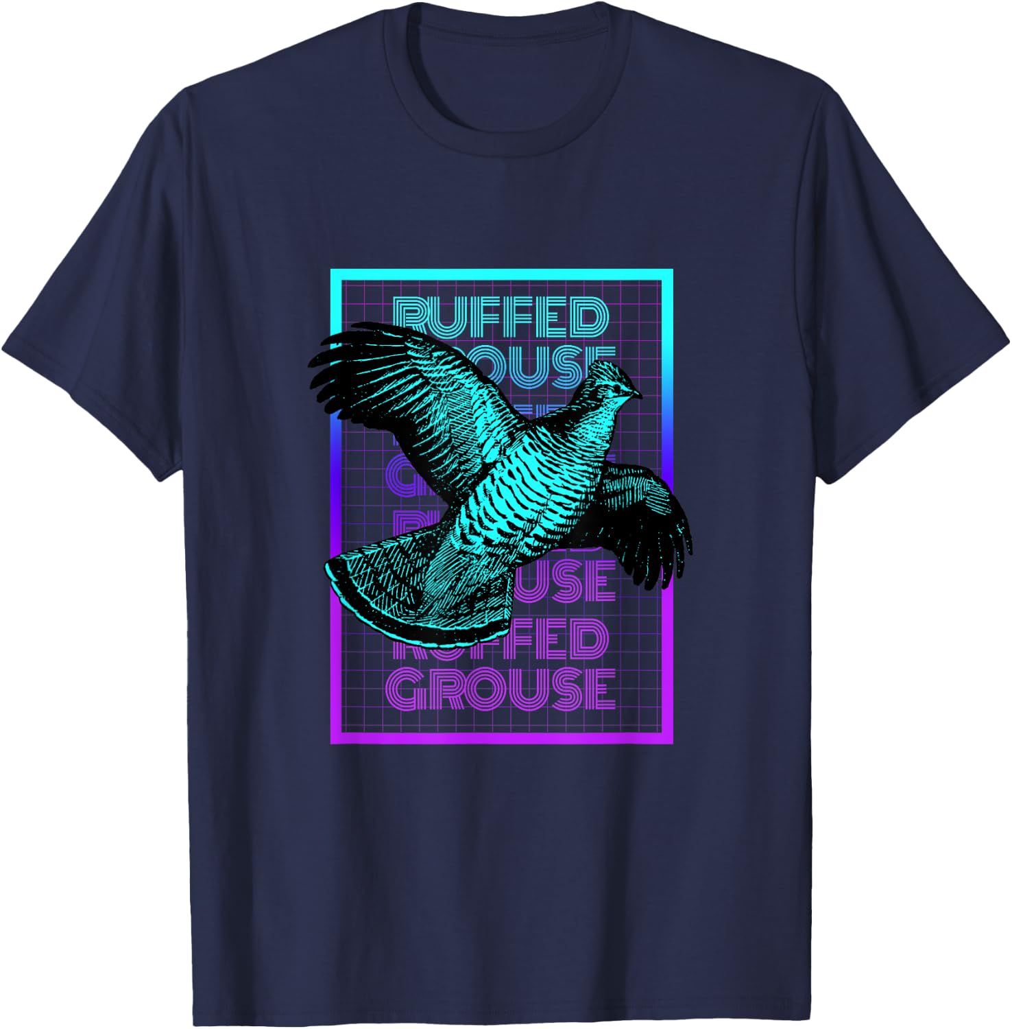 Vintage Ruffed Grouse Gifts Ruffed Grouse Birding Retro - Women's Classic Fit Black Graphic Design - Small T-Shirt - T-Shirt | Navy