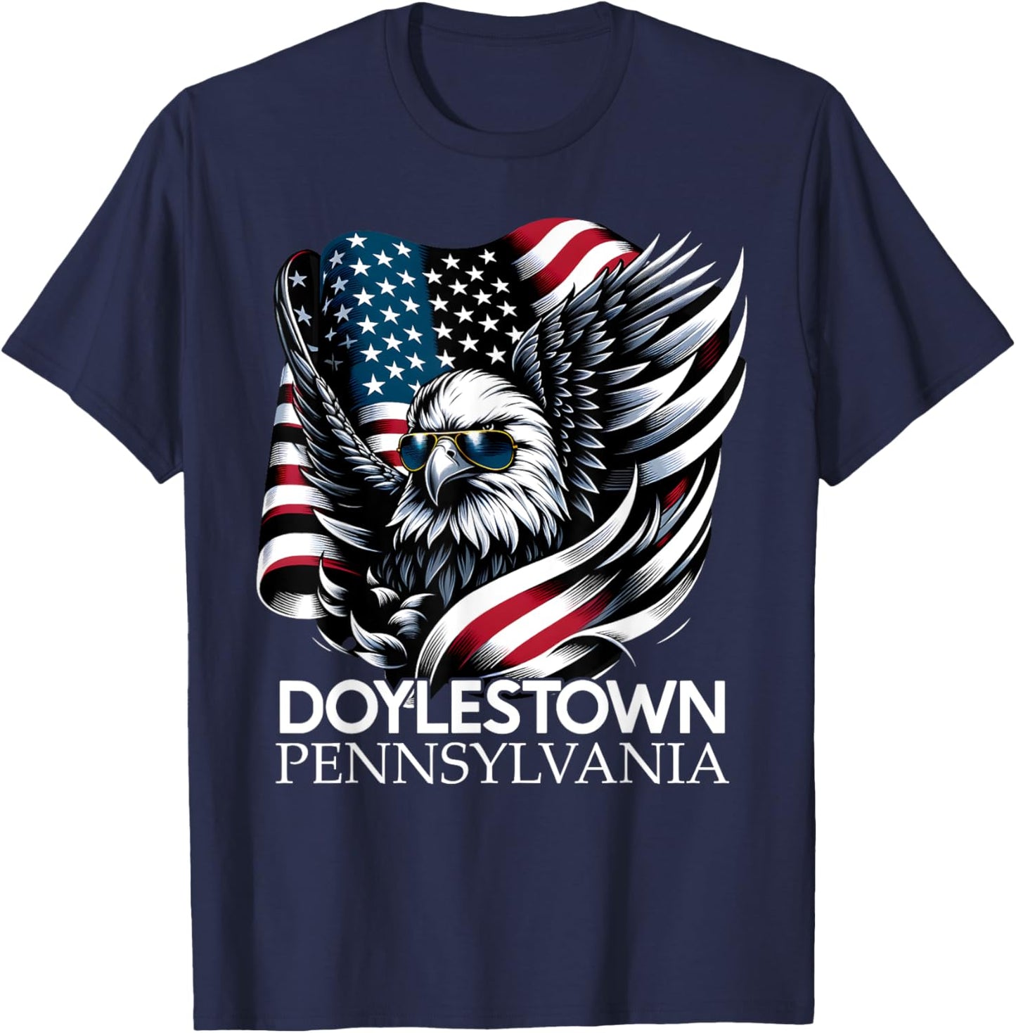 Doylestown Pennsylvania 4th Of July USA American Flag Women Kids Men T-Shirt - T-Shirt | Navy