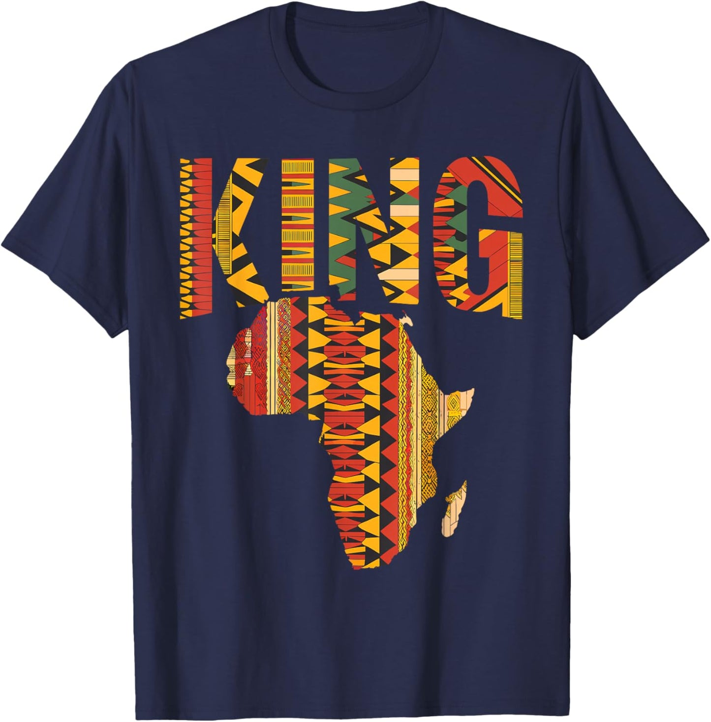 African King Map Kente Design Black Pride Melanin Kids Men T-Shirt - T-Shirt | Navy