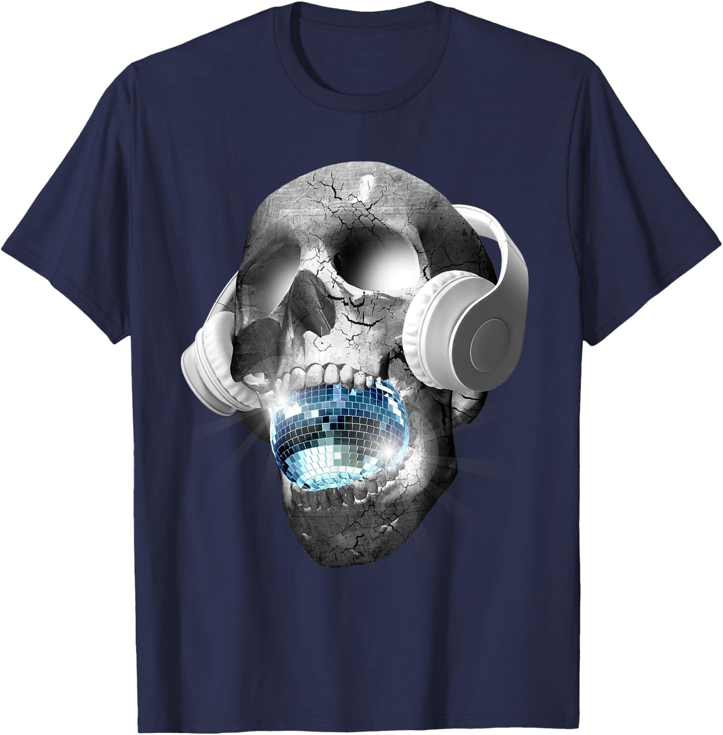 EDM Urban DJ hip hop skull streetwear headphones T-Shirt - T-Shirt | Navy