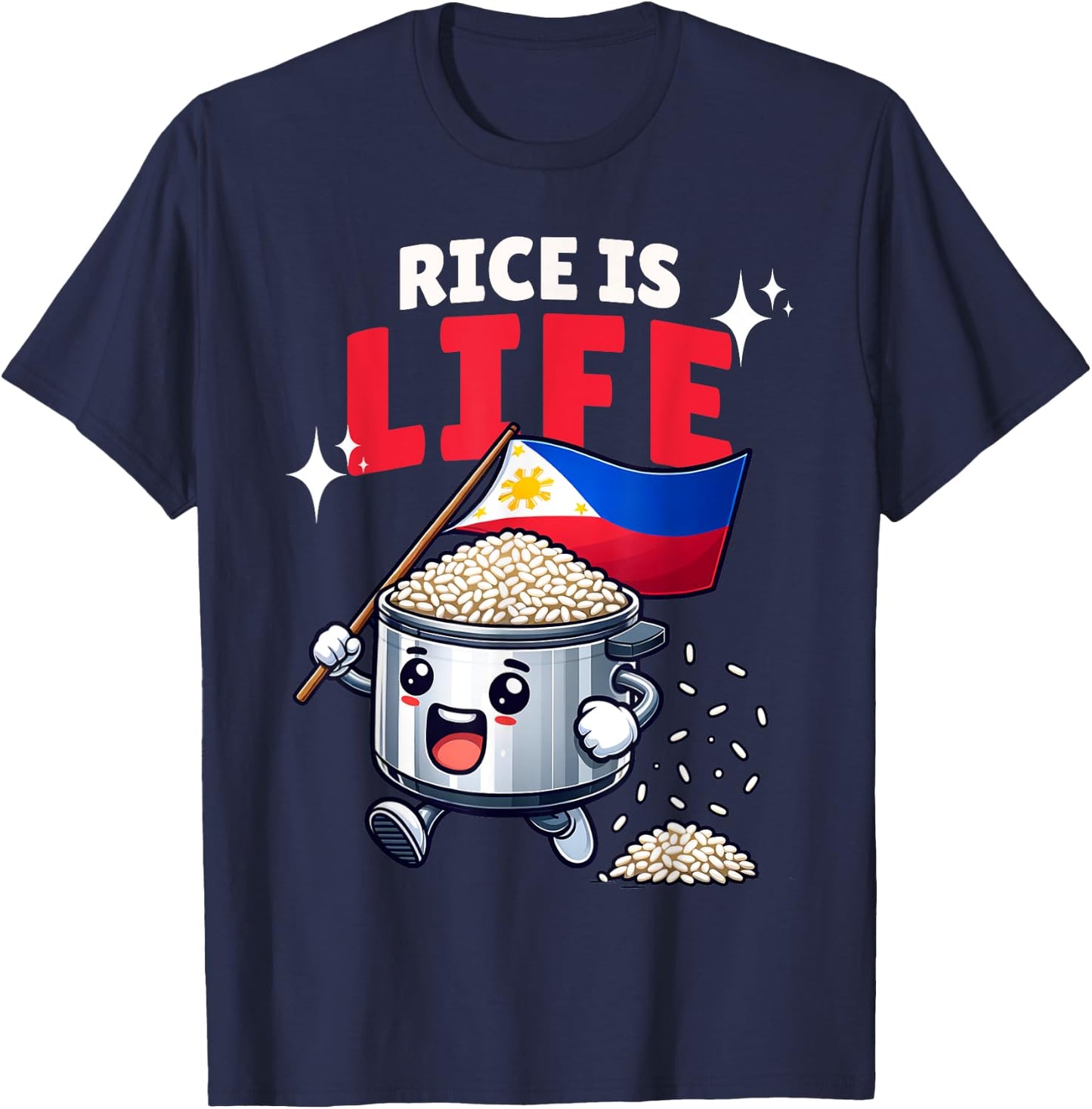 Pinoy Pinay lover of rice is life funny Filipino rice cooker T-Shirt - T-Shirt | Navy