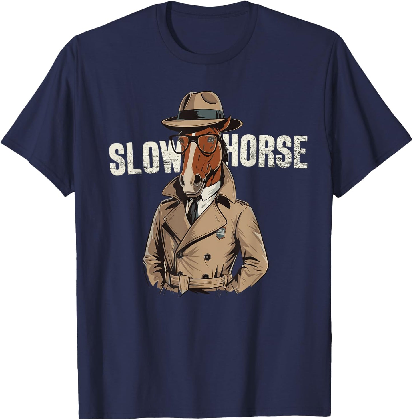 Slow Horses Funny Horse Lover Owner Spy Detective MI5 Agent T-Shirt - T-Shirt | Navy