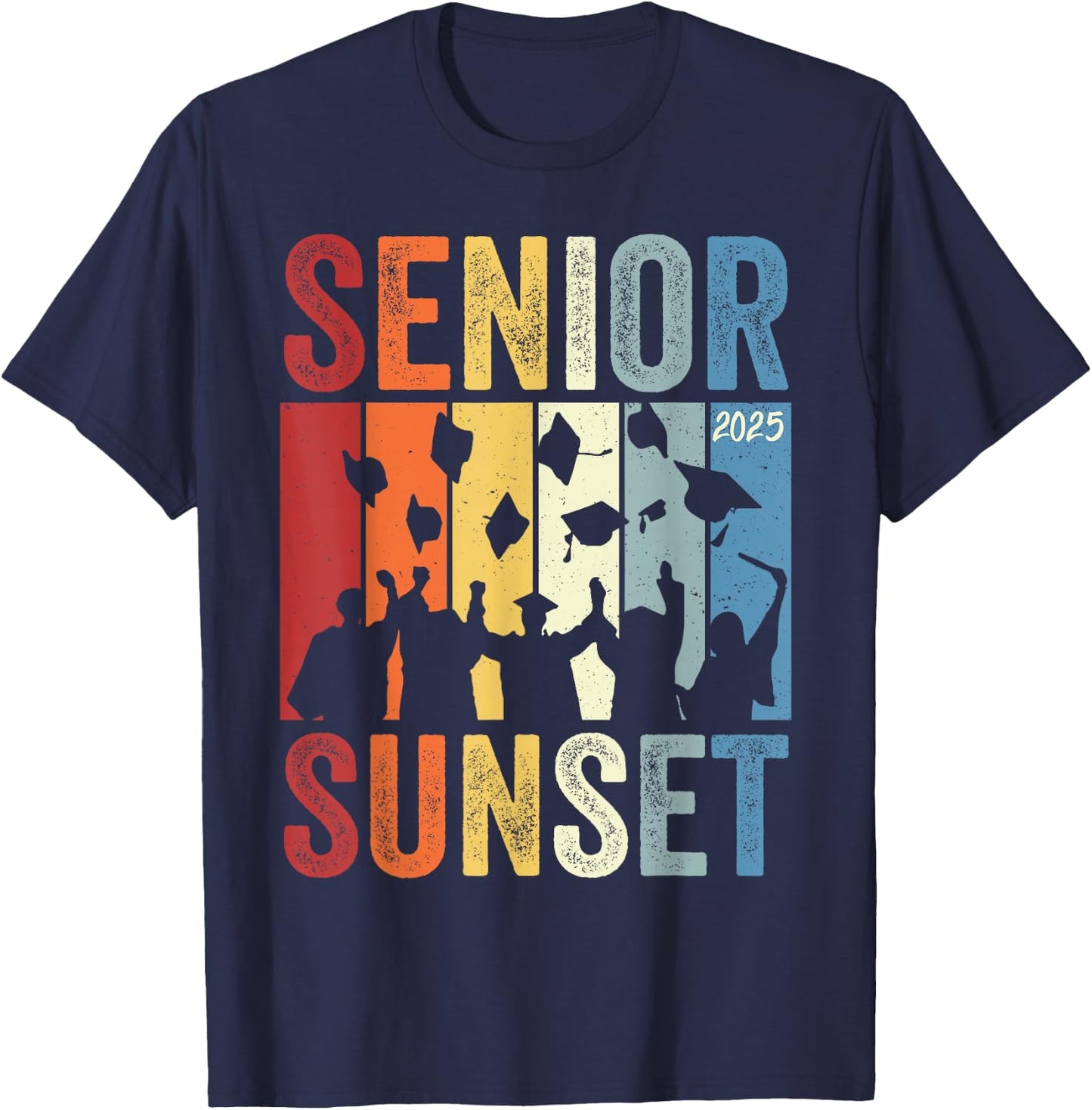 Last First Day senior Sunset Class of 2025 Back To School T-Shirt - T-Shirt | Navy