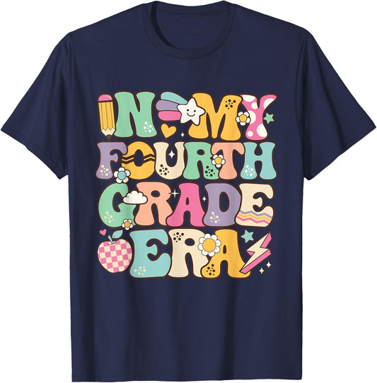 In My Fourth Grade Era Girl Back To School 4th Grade Teacher T-Shirt - T-Shirt | Navy