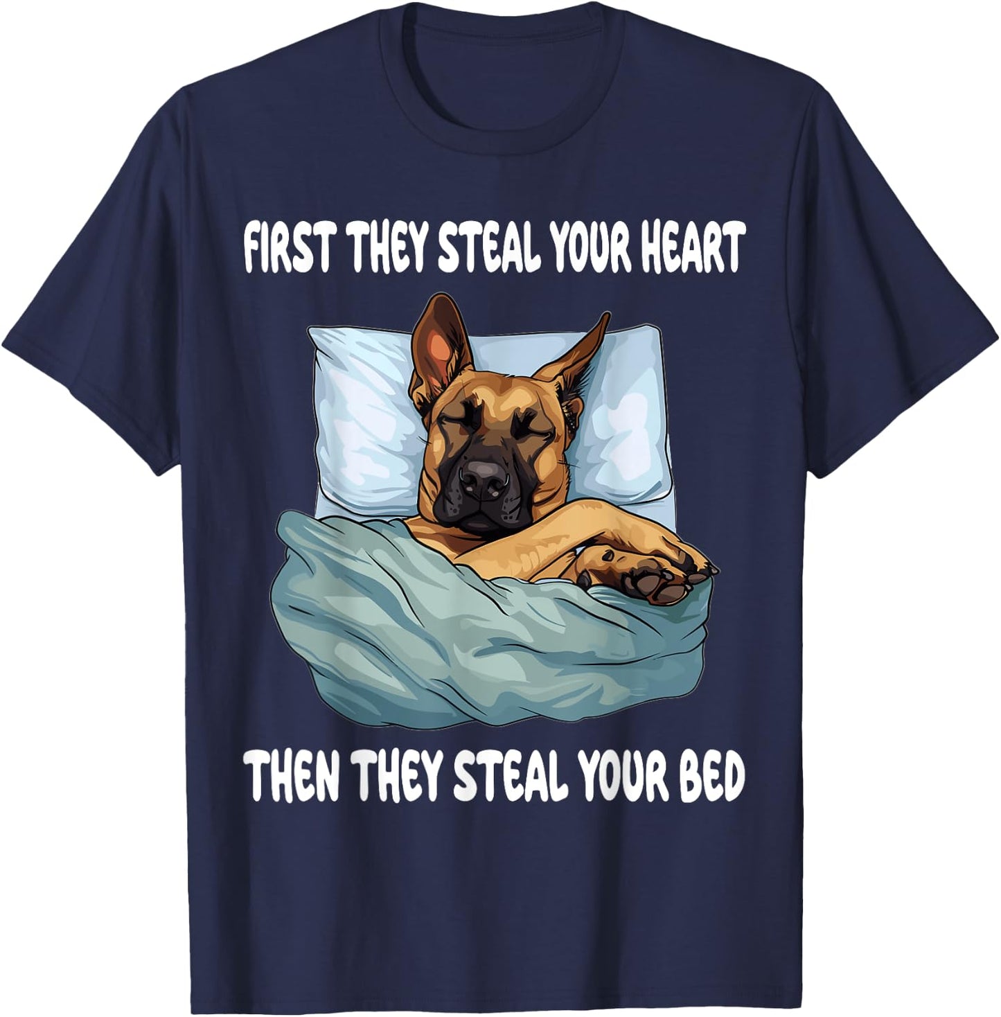 Belgian Malinois Sleeping Pajamas Nightgown T-Shirt - T-Shirt | Navy