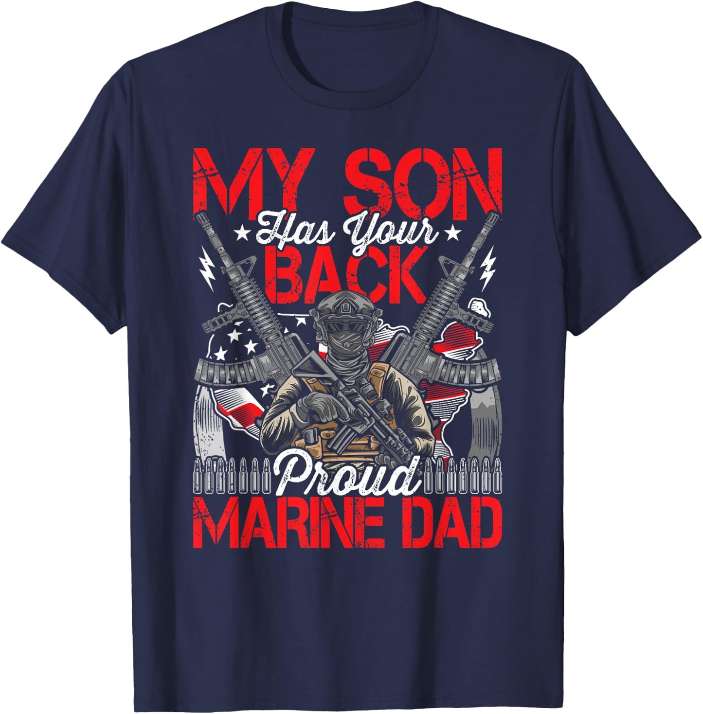 He Has Your Back - Marine - Dad Camouflage T-Shirt - T-Shirt | Navy