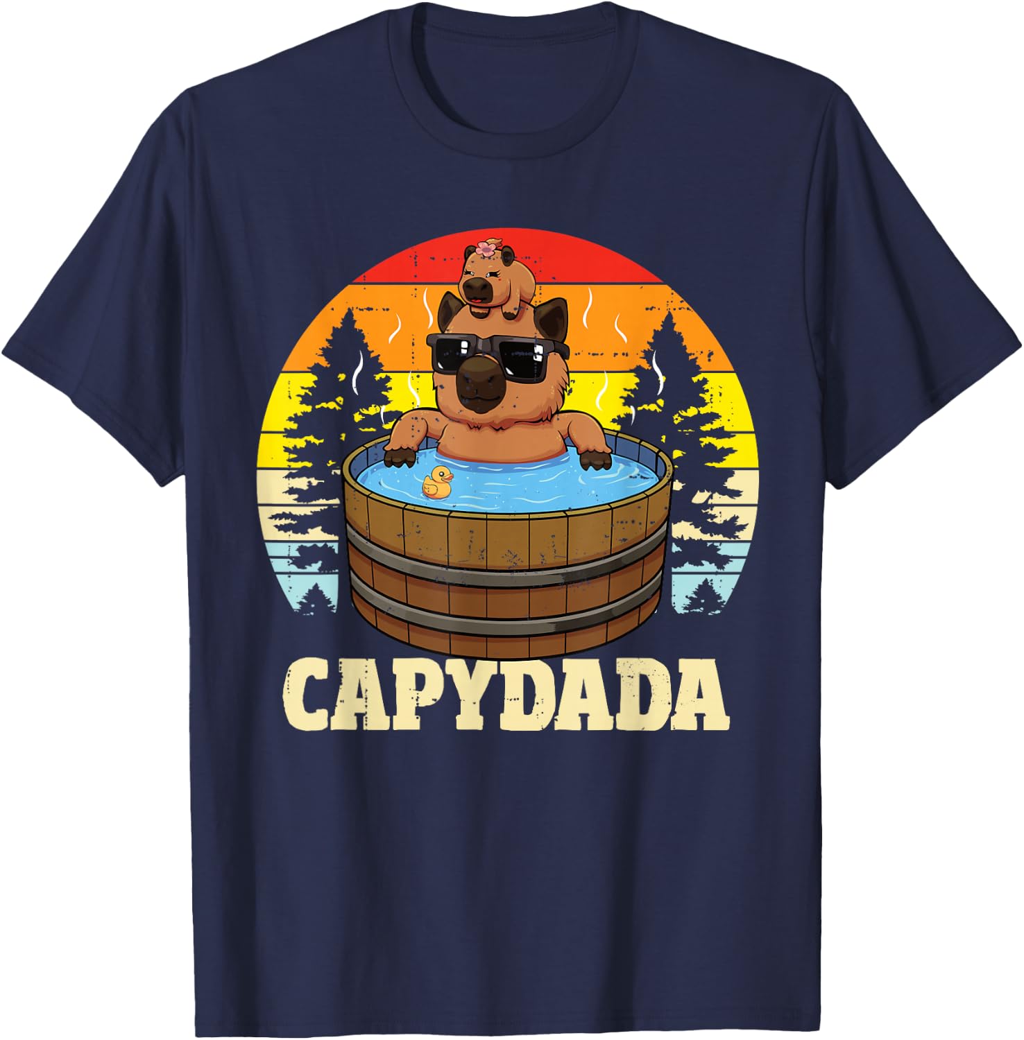 Capybara Dad with Daughter Capydada Funny Father's Day T-Shirt - T-Shirt | Navy