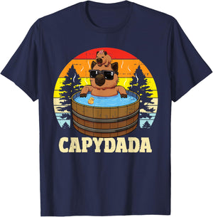 Capybara Dad with Daughter Capydada Funny Father's Day T-Shirt - T-Shirt | Navy