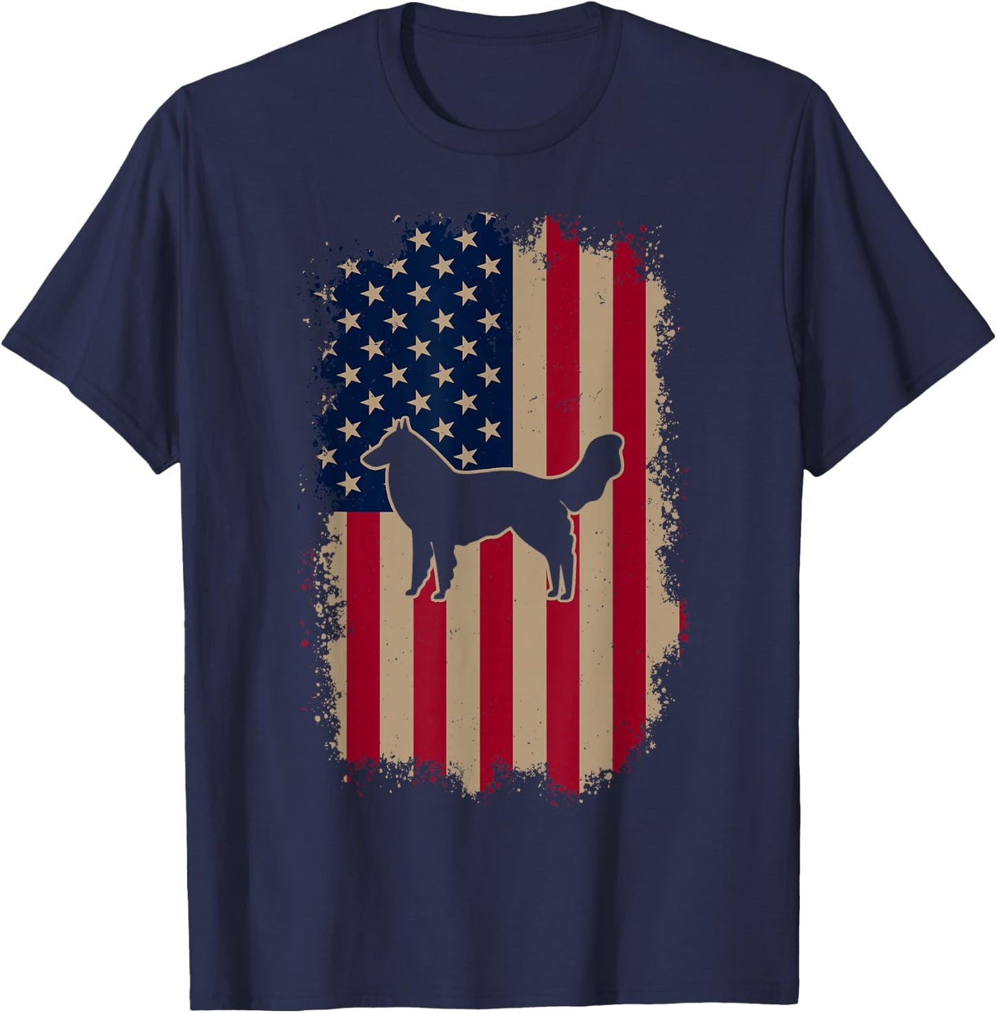 American US Flag Belgian Groenendael T-Shirt - T-Shirt | Navy