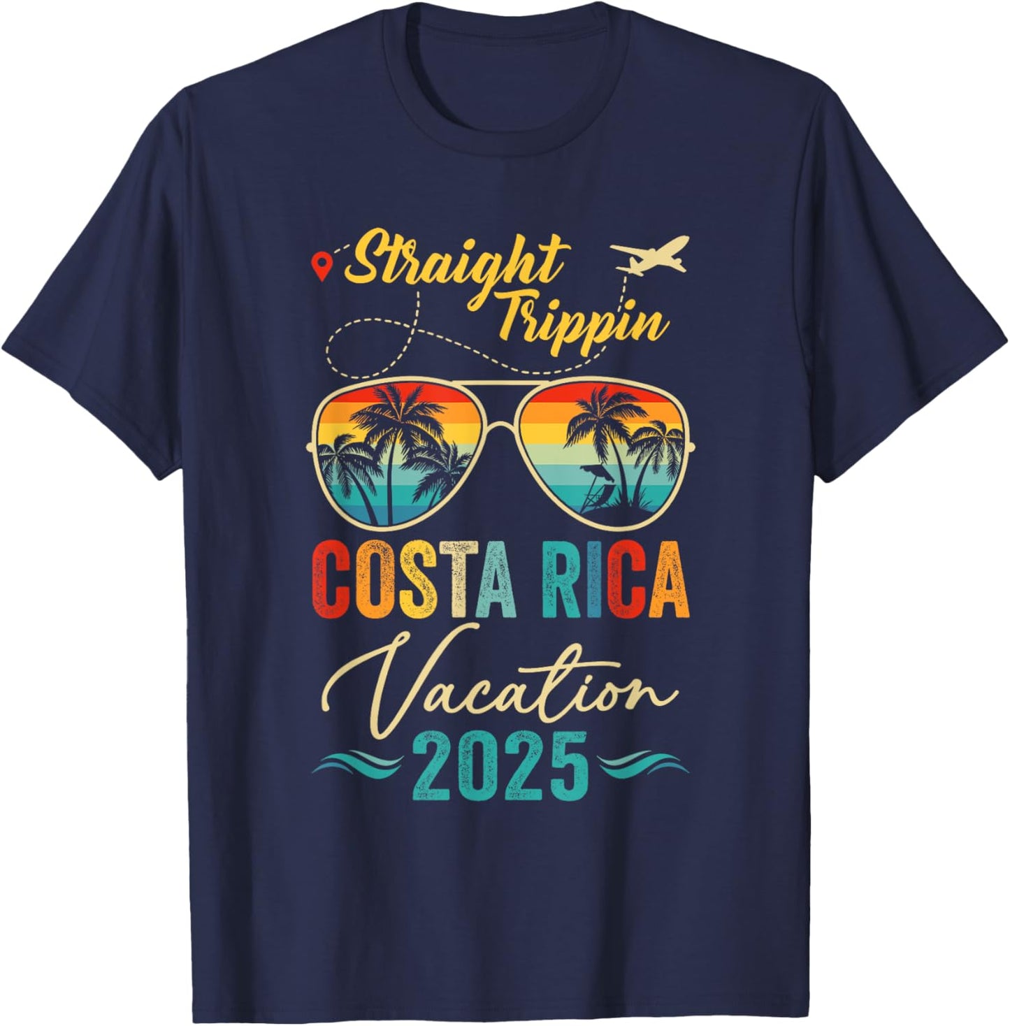 Straight Trippin Costa Rica 2025 Family Summer Vacation T-Shirt - T-Shirt | Navy