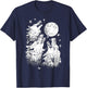 Three Wolves Howling at the Moon - Wolf Lover T-Shirt - T-Shirt | Navy