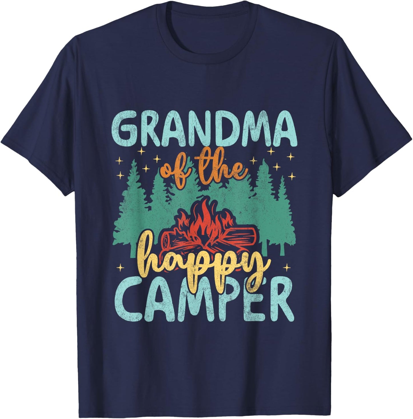 Grandma of Happy Camper 1st Birthday Party Retro Grandma T-Shirt - T-Shirt | Navy