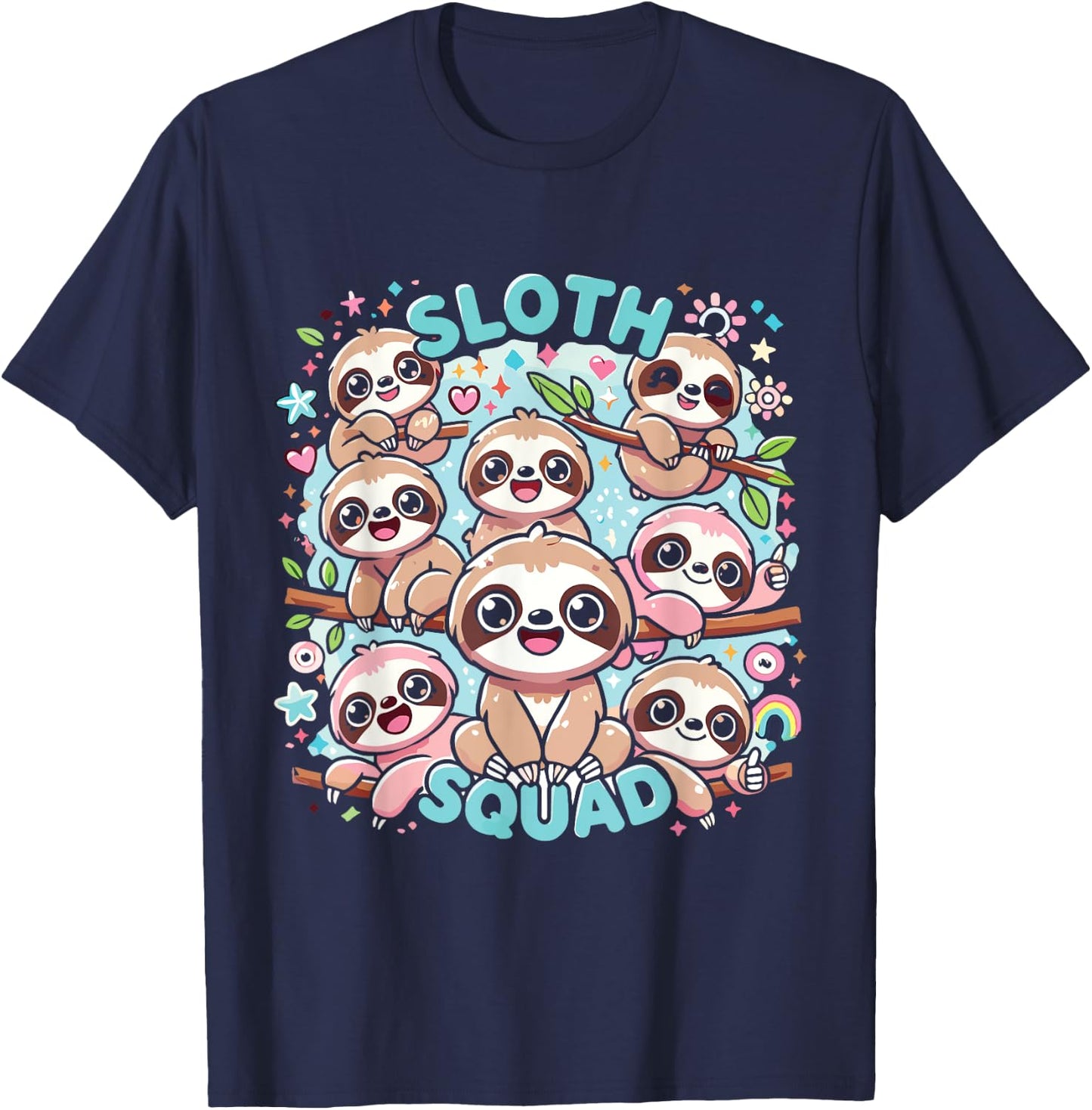 Sloth Squad Cute Sloth T-Shirt - T-Shirt | Navy