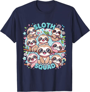 Sloth Squad Cute Sloth T-Shirt - T-Shirt | Navy