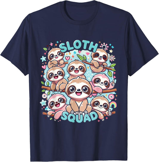Sloth Squad Cute Sloth T-Shirt - T-Shirt | Navy