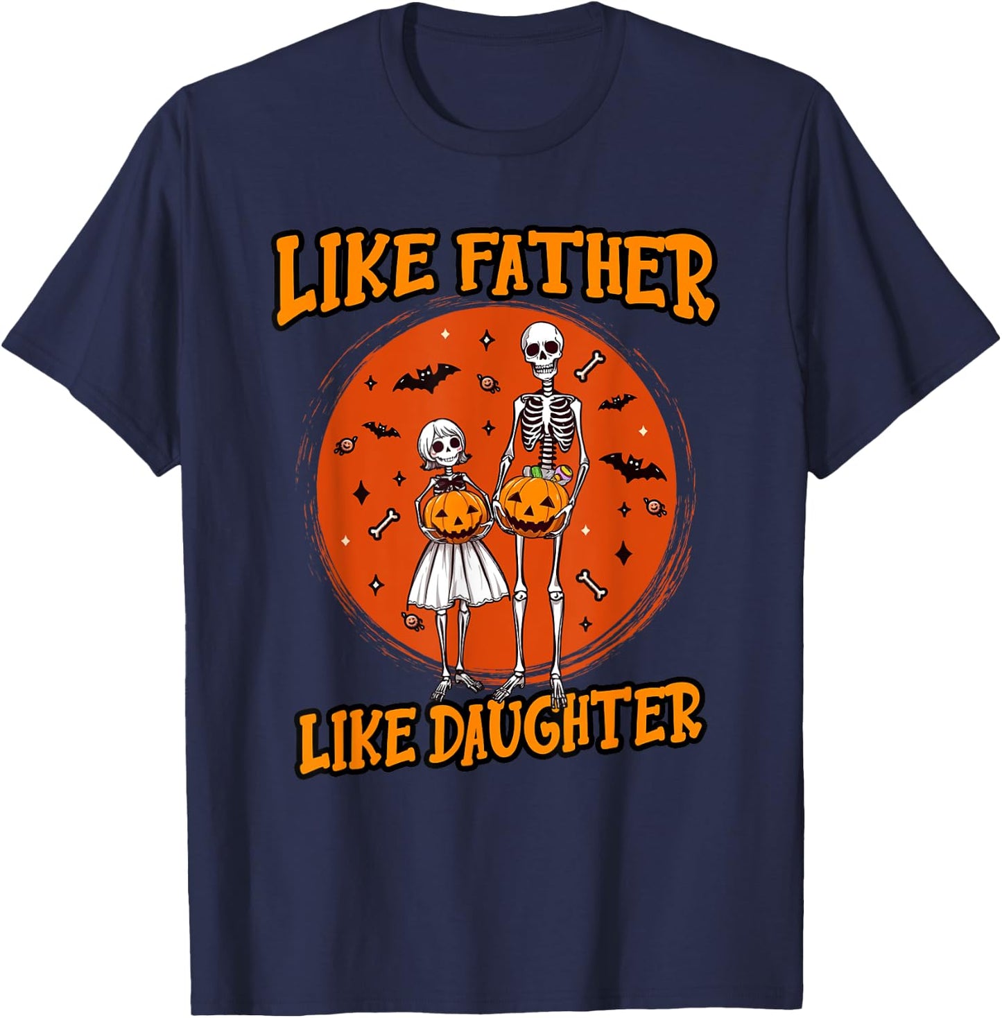 Skeleton Father Daughter Matching Halloween Costume T-Shirt - T-Shirt | Navy