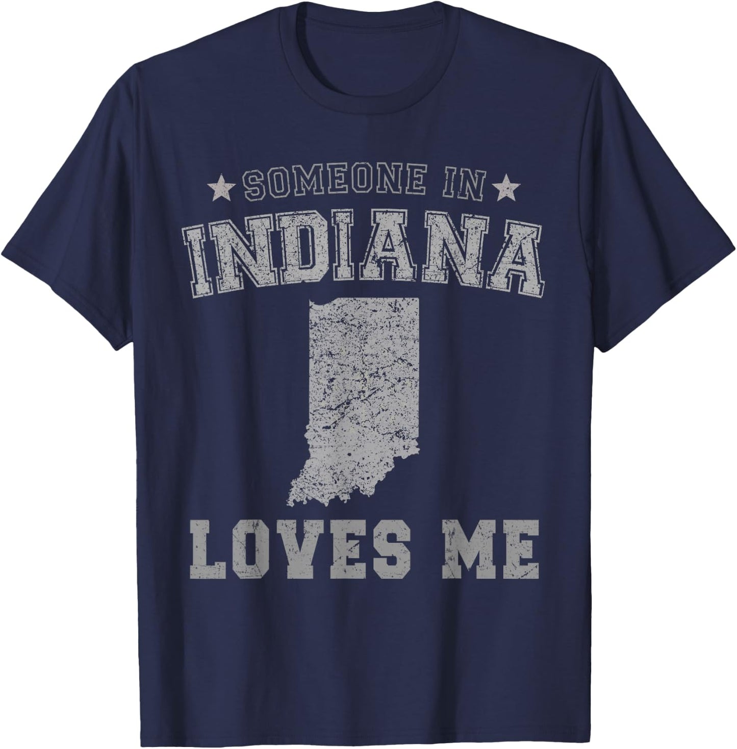 Someone In Indiana Loves Me Heart Vintage State T-Shirt - T-Shirt | Navy