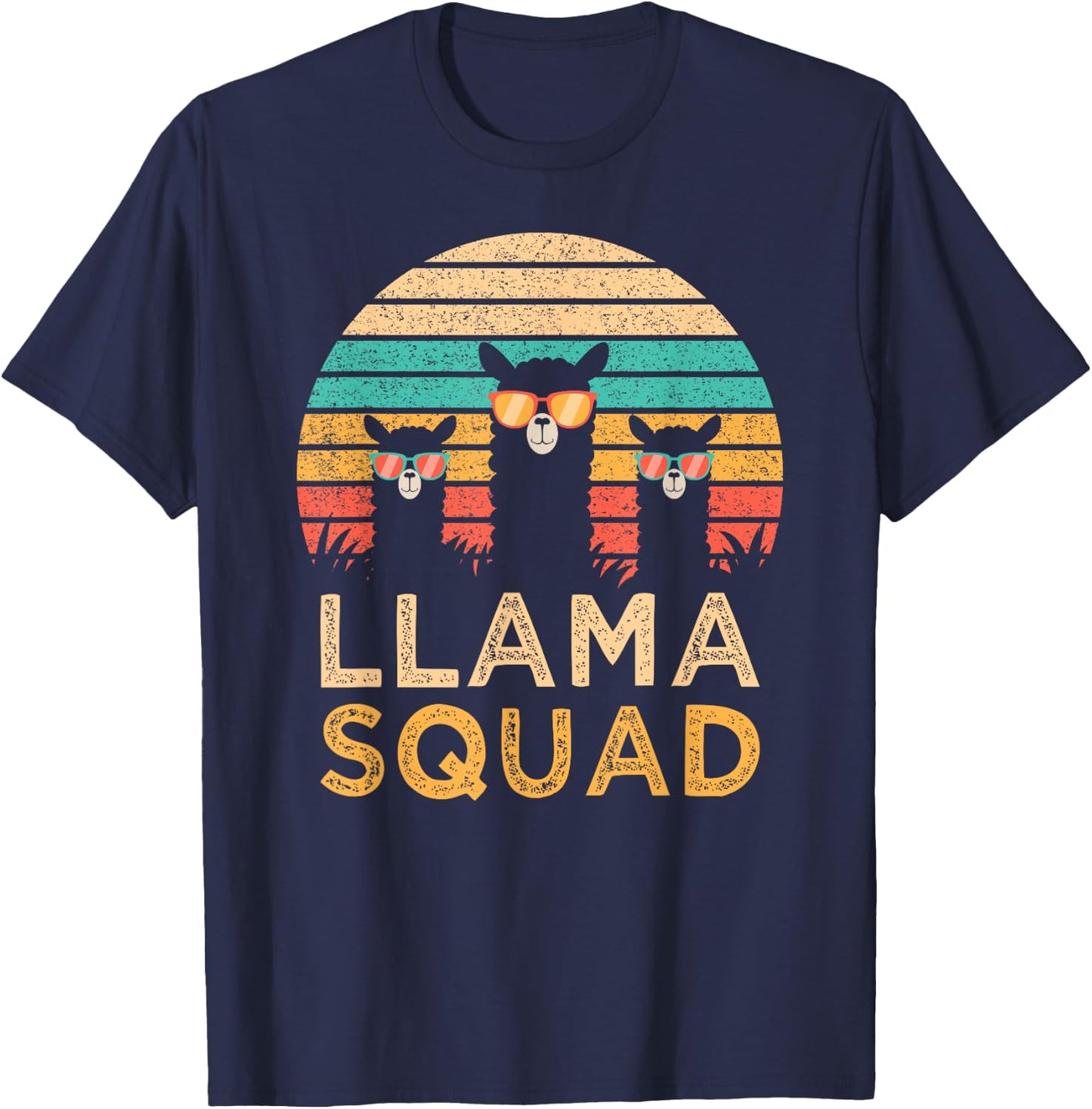 Funny Llama Squad Sunglasses Cool Llamas Vintage Gift T-Shirt - T-Shirt | Navy