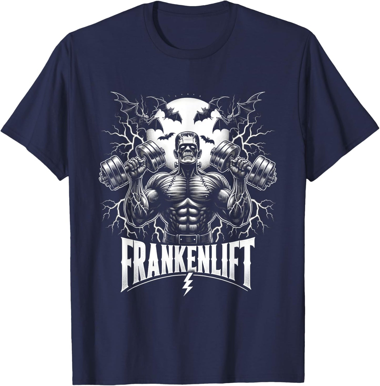Frankenstein Monster Halloween Gym Workout Enthusiast T-Shirt - T-Shirt | Navy