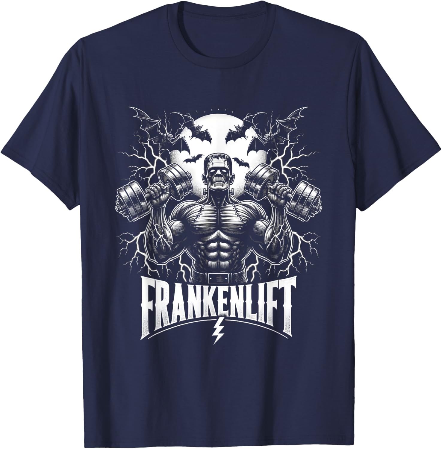 Frankenstein Monster Halloween Gym Workout Enthusiast T-Shirt - T-Shirt | Navy