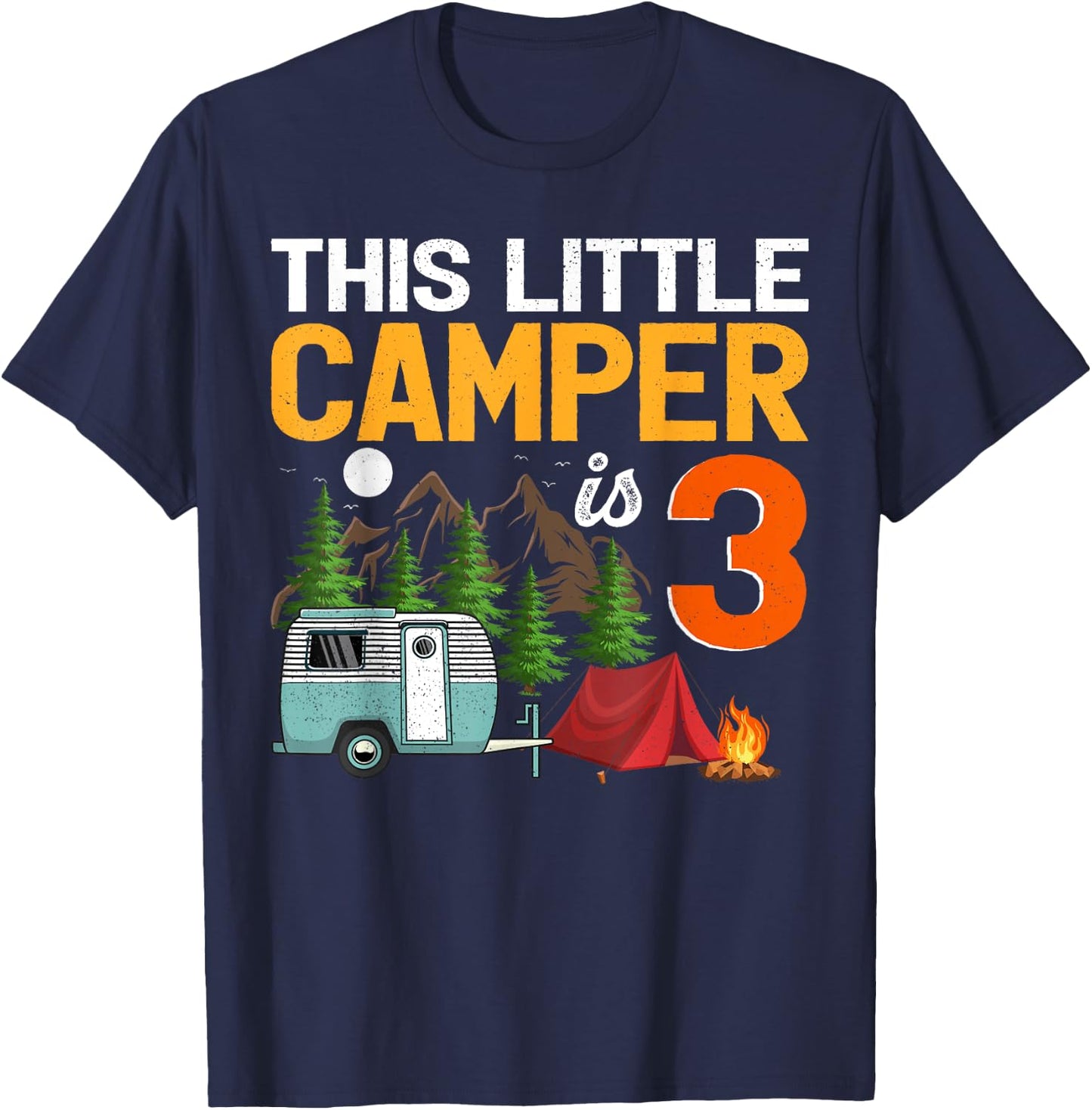 This Little Camper Is 3 Year Old Camping 3rd Birthday T-Shirt - T-Shirt | Navy
