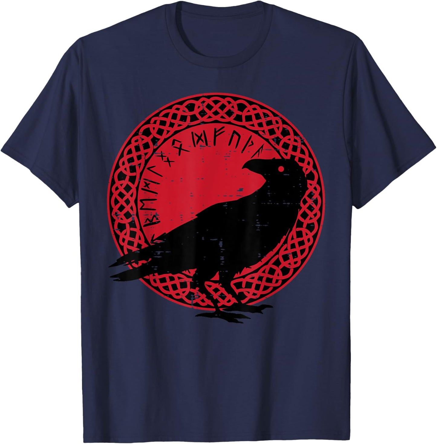Viking Raven Celtic Circle Norse Mythology Men Women Kids T-Shirt - T-Shirt | Navy
