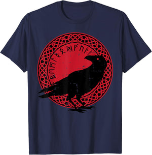 Viking Raven Celtic Circle Norse Mythology Men Women Kids T-Shirt - T-Shirt | Navy