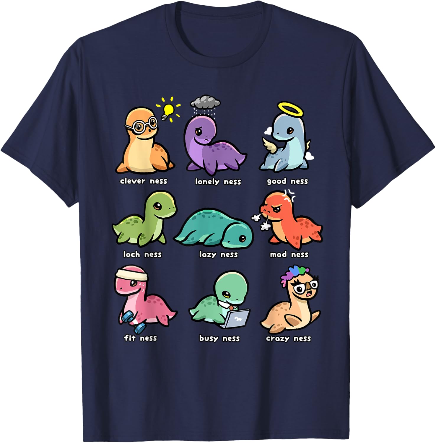 Loch Ness Monster Shirt Funny Types of Ness Cryptid Nessie T-Shirt - T-Shirt | Navy