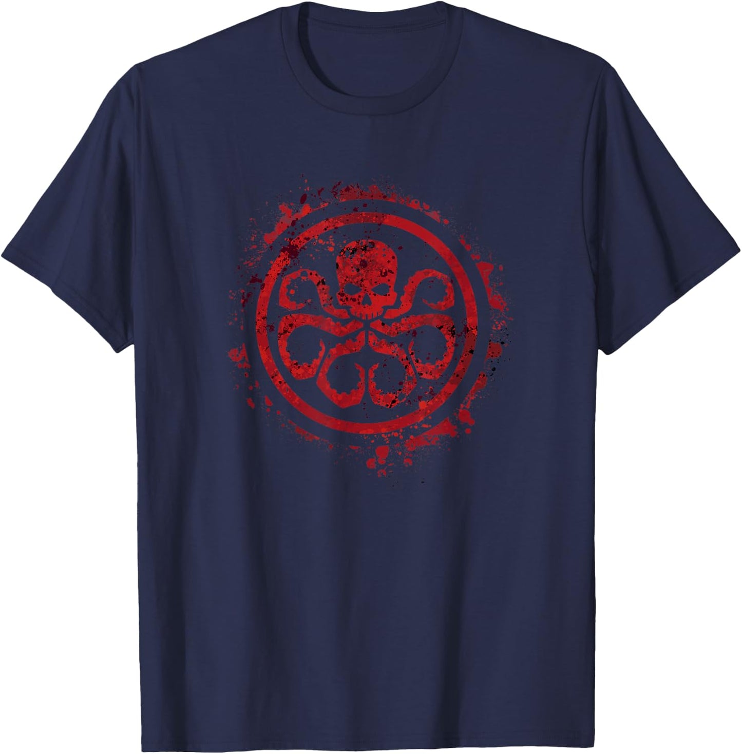 Marvel Hail Hydra Red Splatter Villain Logo T-Shirt - T-Shirt | Navy