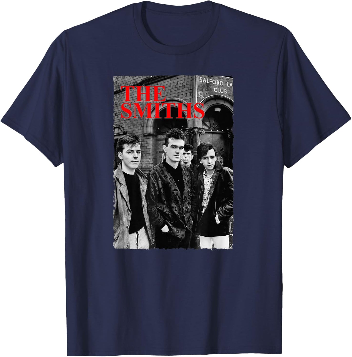 The Smiths Red Text Salford Lads Club Shot By Stephen Wright T-Shirt - T-Shirt | Navy